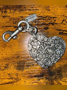 Coach Tooled Heart Bag Charm